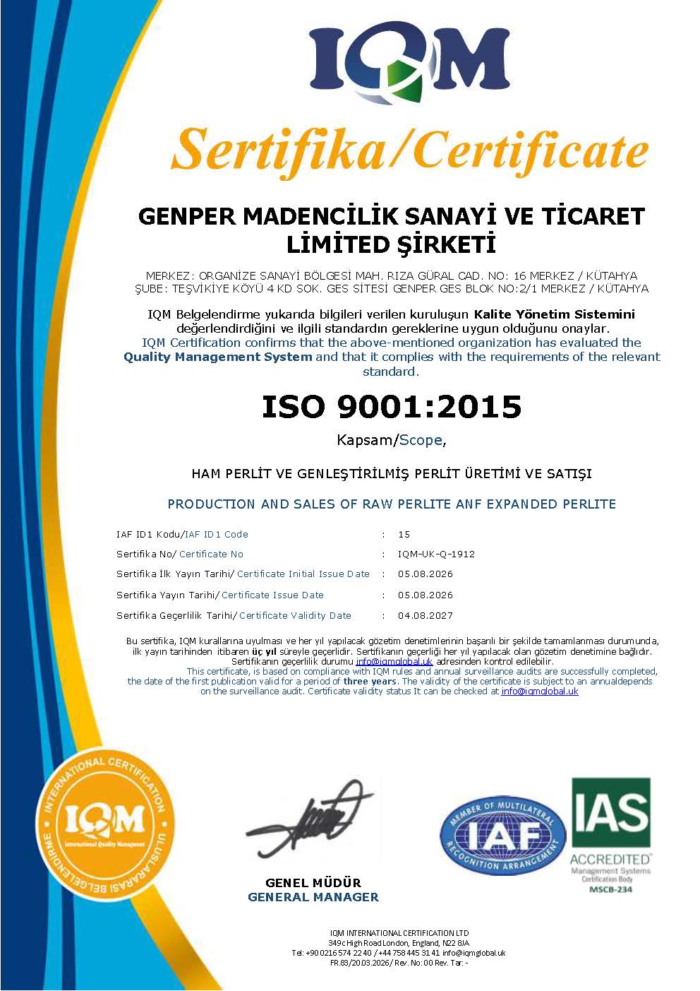 ISO 9001 IAS Sistem Sertifikası